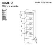 ALMERA 60 vitrineskab